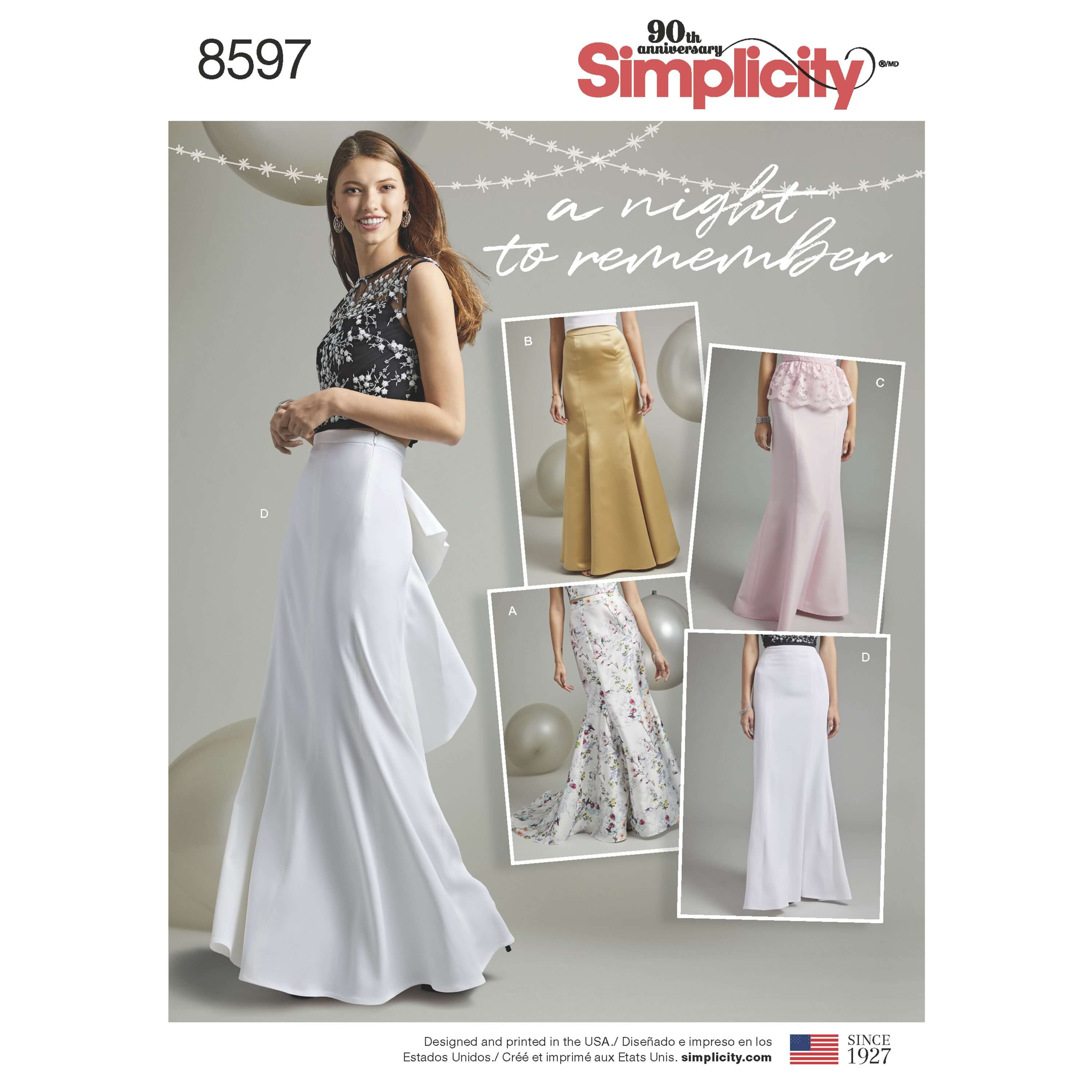 Simplicity Sewing Pattern 8597 Women's Special Occasion Full Length Skirts