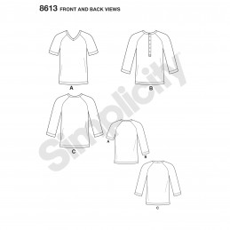 Simplicity Sewing Pattern 8613 Men's Baseball Style T-Shirts