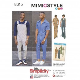 Simplicity Sewing Pattern 8615 Men's 1970s Vintage Jumpsuit Overalls