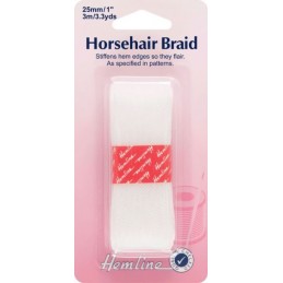 Hemline Horsehair Braid: White - 3m x 25mm