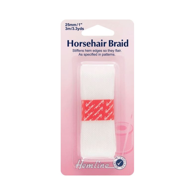 Hemline Horsehair Braid: White - 3m x 25mm