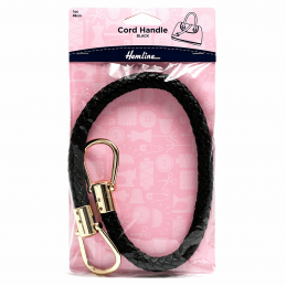 Hemline Clip On & Sew On Handbag Handle Cord Bag Accessories H4510.BK Bag Handle Cord 48cm Black