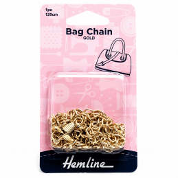 Hemline Clip On & Sew On Handbag Handle Cord Bag Accessories H4513_GD Bag Chain 120cm Gold