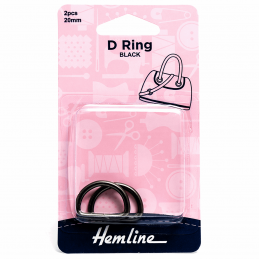 Hemline 2 x D Rings Gold Nickel Black Rose Gold Strap Adjuster Handbag Bag H4516.20.NB D Ring 20mm Nickel Black 2 Pieces