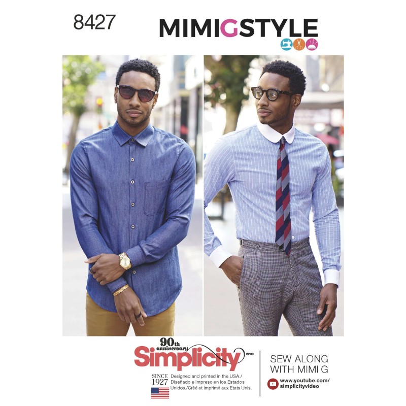 Simplicity Sewing Pattern 8427 Men's Mimi G Fitted Shirts with Cuff