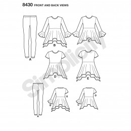 Simplicity Sewing Pattern 8430 Girls Knit Tunics and Leggings
