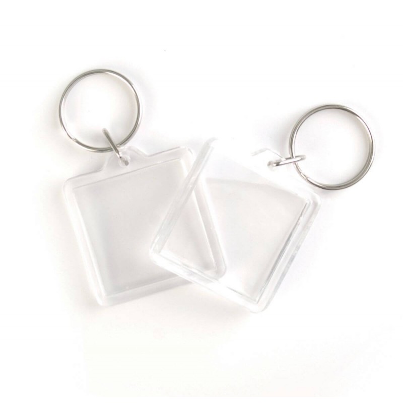 4cm x 4cm Clear Photo Plastic Personalise Badge With Key Ring  