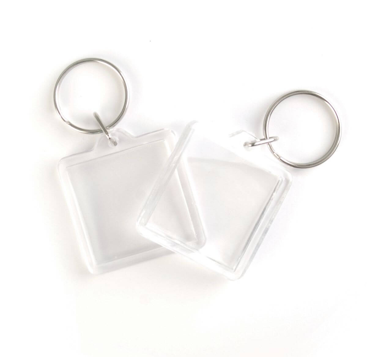 4cm x 4cm Clear Photo Plastic Personalise Badge With Key Ring  