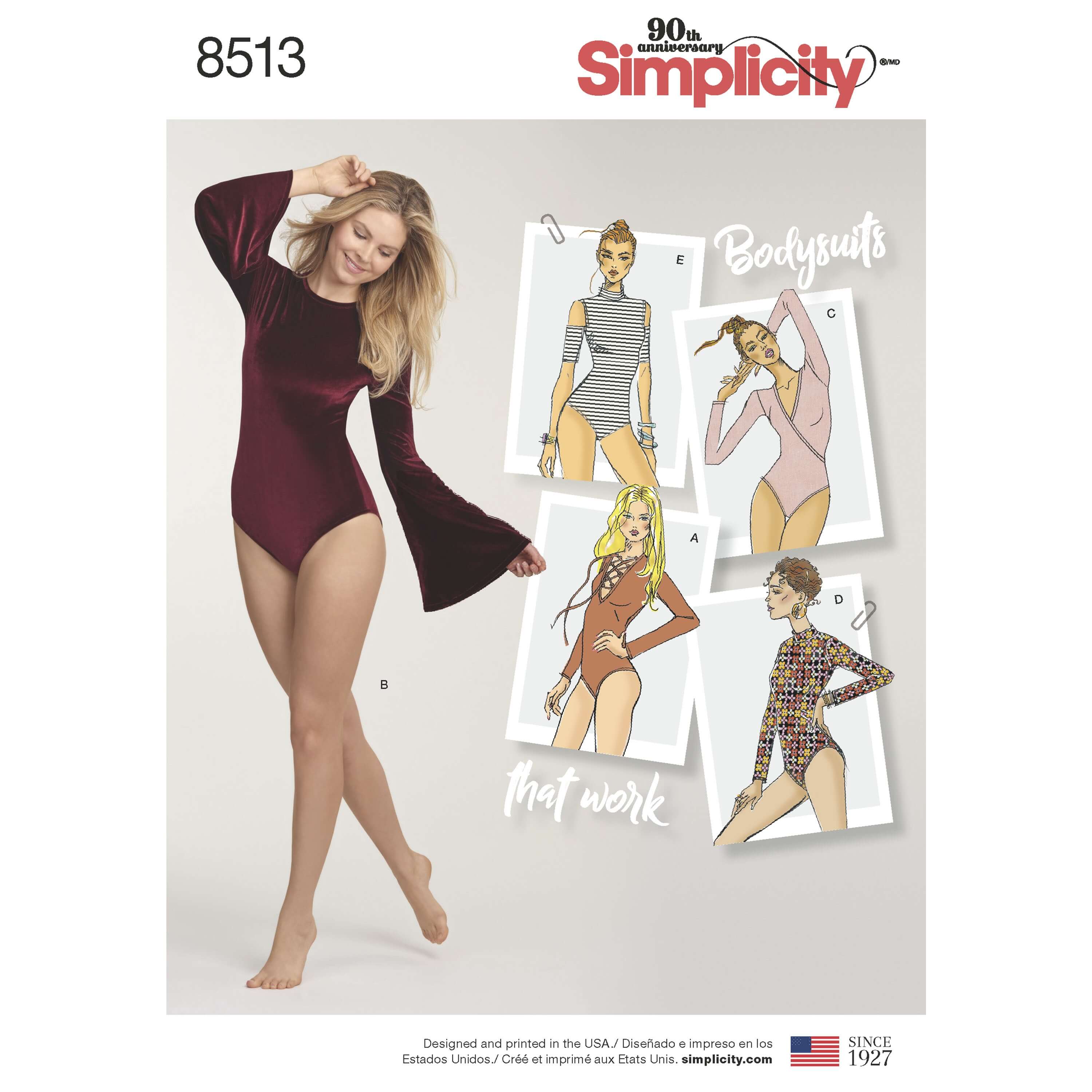 Simplicity Sewing Pattern 8513 Women's Knit Body Suits with Sleeve Options