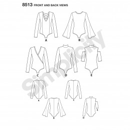 Simplicity Sewing Pattern 8513 Women's Knit Body Suits with Sleeve Options