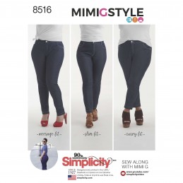 Simplicity Sewing Pattern 8516 Women's Mimi G Skinny Jeans Average Slim & Curvy
