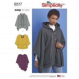 Simplicity Sewing Pattern 8517 Women's Set of Ponchos Easy to Sew