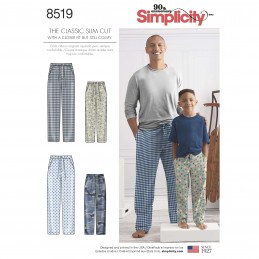 Simplicity Sewing Pattern 8519 Boys and Mens Slim Fit Lounge Trousers