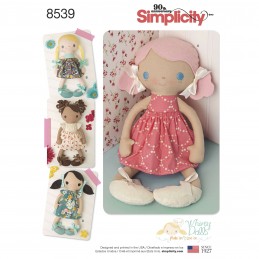 Simplicity Sewing Pattern 8539 Stuffed Dolls and Clothes Cuddly Toys