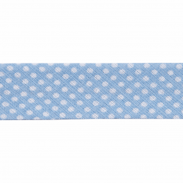 Light Blue 20mm Polka Dots Cotton Bias Binding  