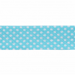 Turquoise 20mm Polka Dots Cotton Bias Binding  