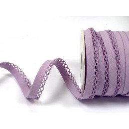 Lilac 12mm Fany Lace Edge Plain Double Fold Bias Binding