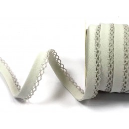 Silver Grey 12mm Fany Lace Edge Plain Double Fold Bias Binding