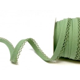 Soft Sage 12mm Fany Lace Edge Plain Double Fold Bias Binding