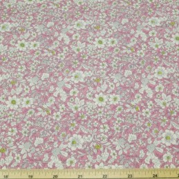 Pink 100% Cotton Poplin Fabric Rose & Hubble Floral Ditsy Petal Flowers