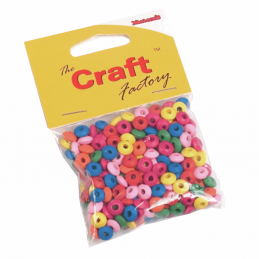 Trimits Craft Factory Wooden Bright Coloured Flat Round Beads
