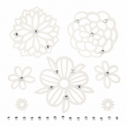 Trimits Craft For Occasions Stick On Flower Embellishments Scrap Booking Filigree Flower With Diamante White Pack Of 8