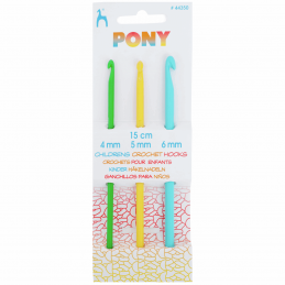 15cm Pony Childrens Plastic Crochet Hooks 4, 5 & 6mm