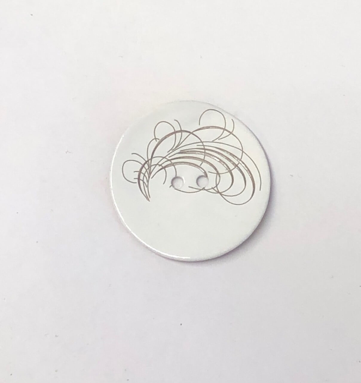 34mm Swirls on White Sea Shell Round Button Italian Design