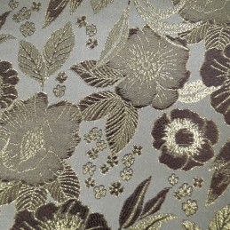 Sitka White Beige Polyester Metallic Brocade Fabric Embroidered Silky Satin Floral Flower Curtain