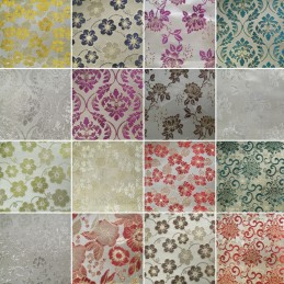 Polyester Metallic Brocade Fabric Embroidered Silky Satin Floral Flower Curtain
