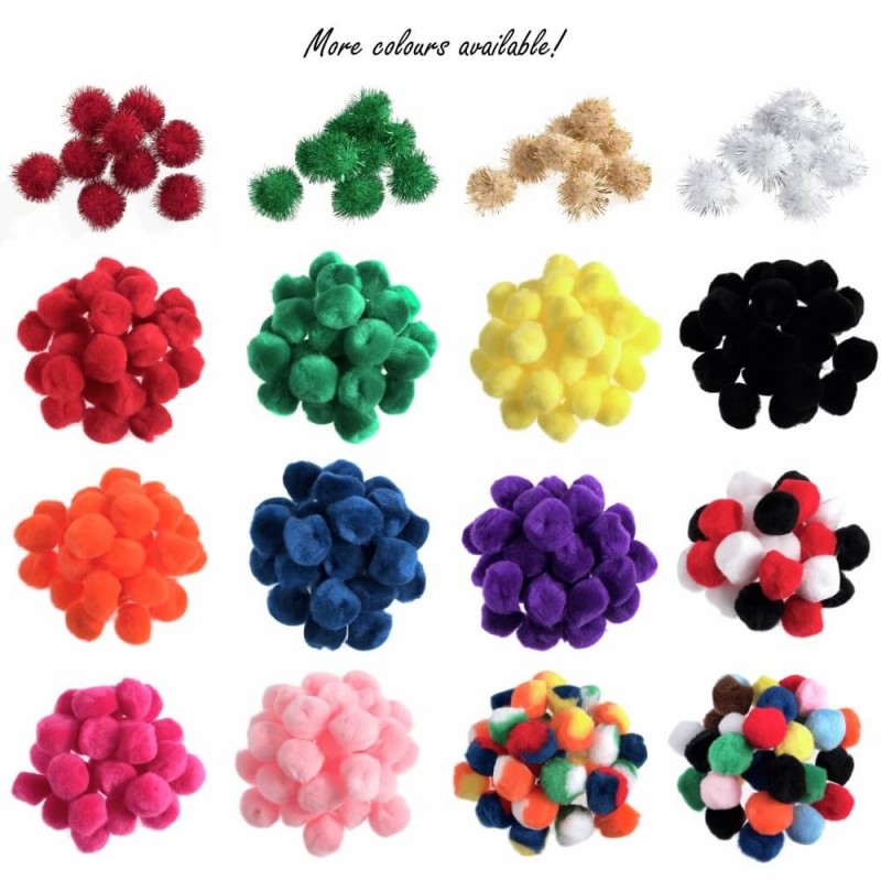 100 x 25mm Pom Poms Embellishments Craft Trimmings Accessories Trimits