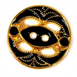 Decorative Broach Design Round Metal Button 27mm Italian Design
