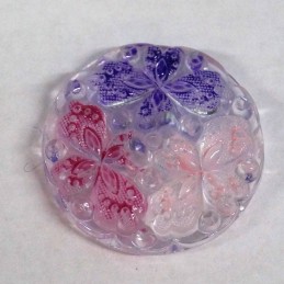 Round Clear Floral Flowers Sew Through Button Fastening 25mm Wide