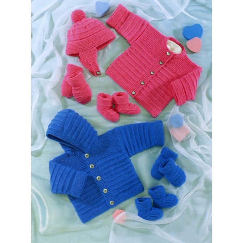 Knitting Pattern James C Brett UKHKA12 DK Baby Cardigans Gloves & Mittens