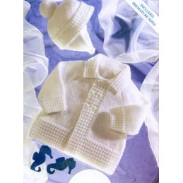 Knitting Pattern James C Brett UKHKA18 4 Ply Baby Cardigan & Hat