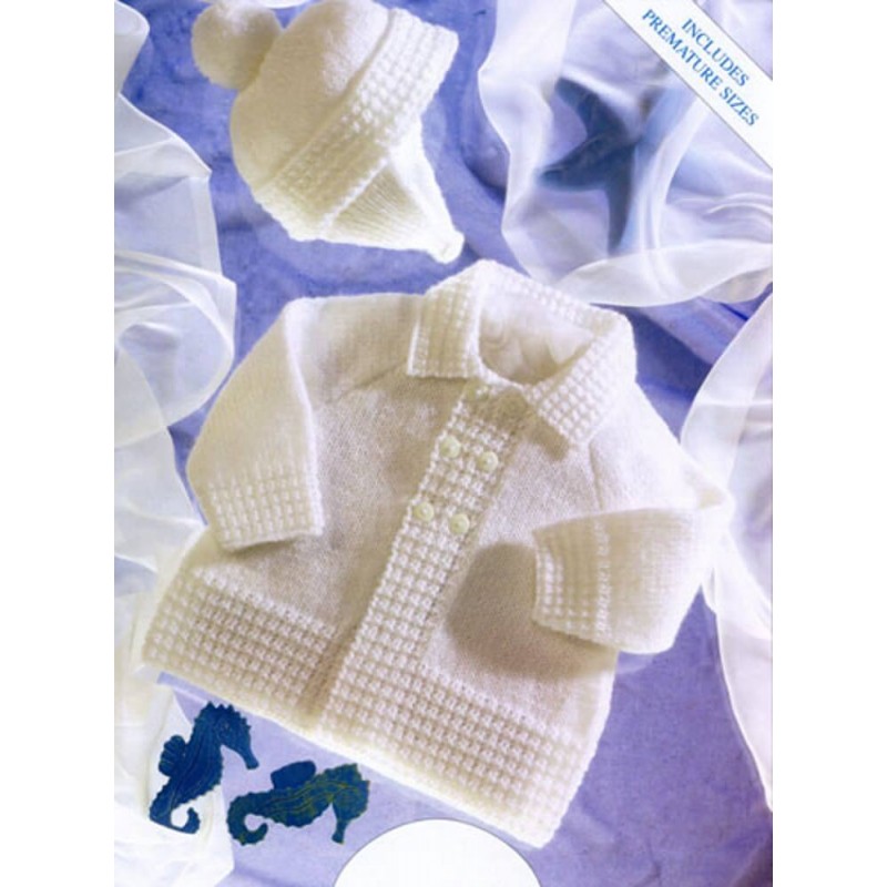 Knitting Pattern James C Brett UKHKA18 4 Ply Baby Cardigan & Hat