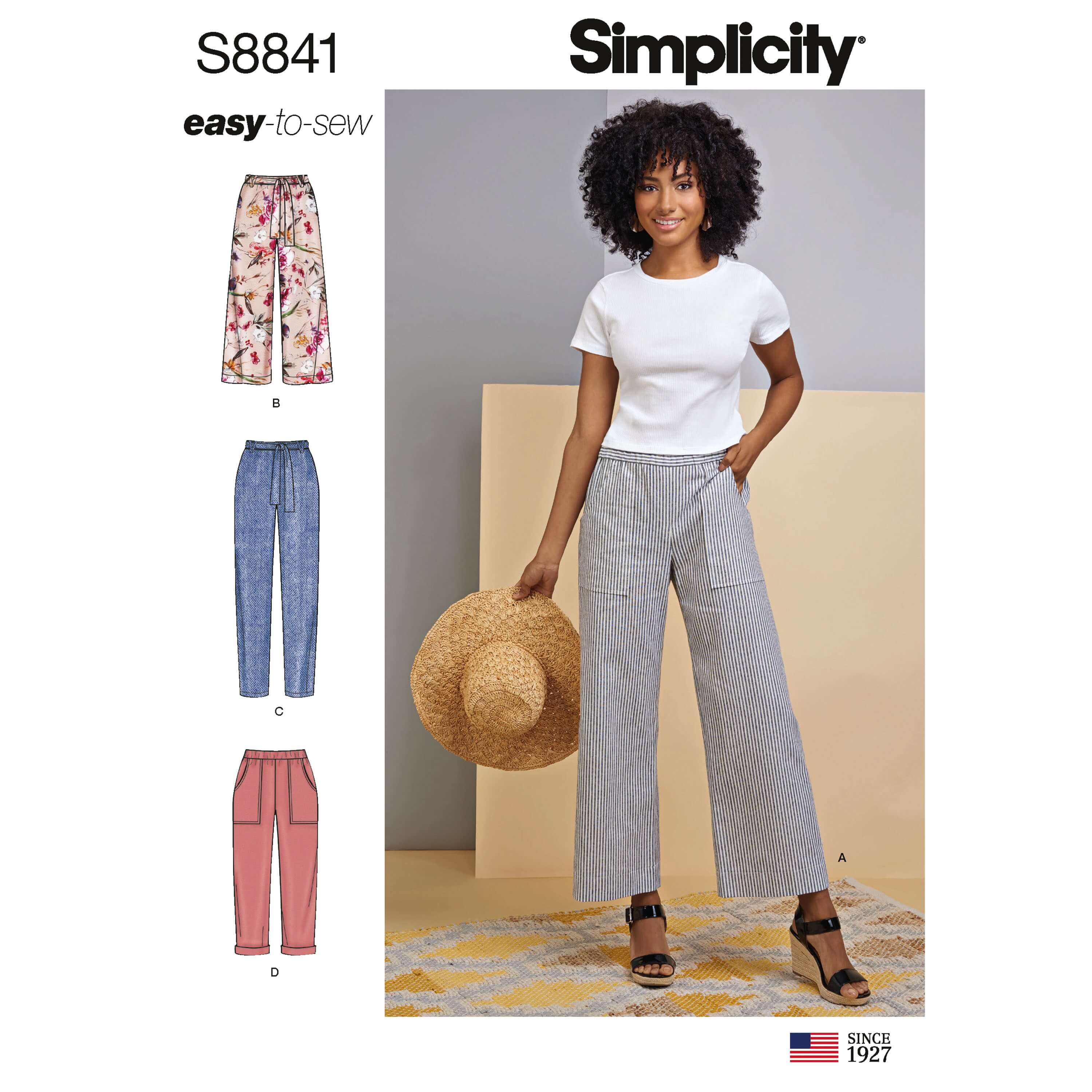 Simplicity Sewing Pattern 8841 Wide or Slim Leg Pull-on Trousers