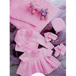 Knitting Pattern James C Brett UKHKA36 DK Baby Cardigan Dress & Accessories