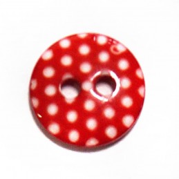 Polka Dot Red On White Flat Back Button Fastening 11mm Wide