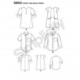 Simplicity Sewing Pattern 8852 Child's Dresses and Shirt