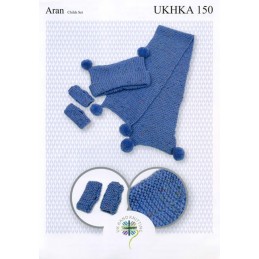 Knitting Pattern James C Brett UKHKA150 Aran Bobble Hat Scarf & Mittens