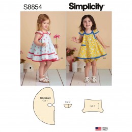 Simplicity Sewing Pattern 8854 Toddlers' Pinafore and Panties