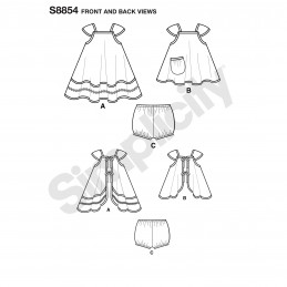 Simplicity Sewing Pattern 8854 Toddlers' Pinafore and Panties