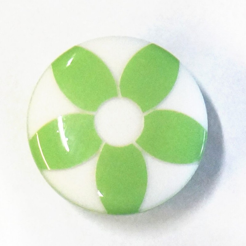 Green Flower Shank Back Button Fastening 15mm Wide