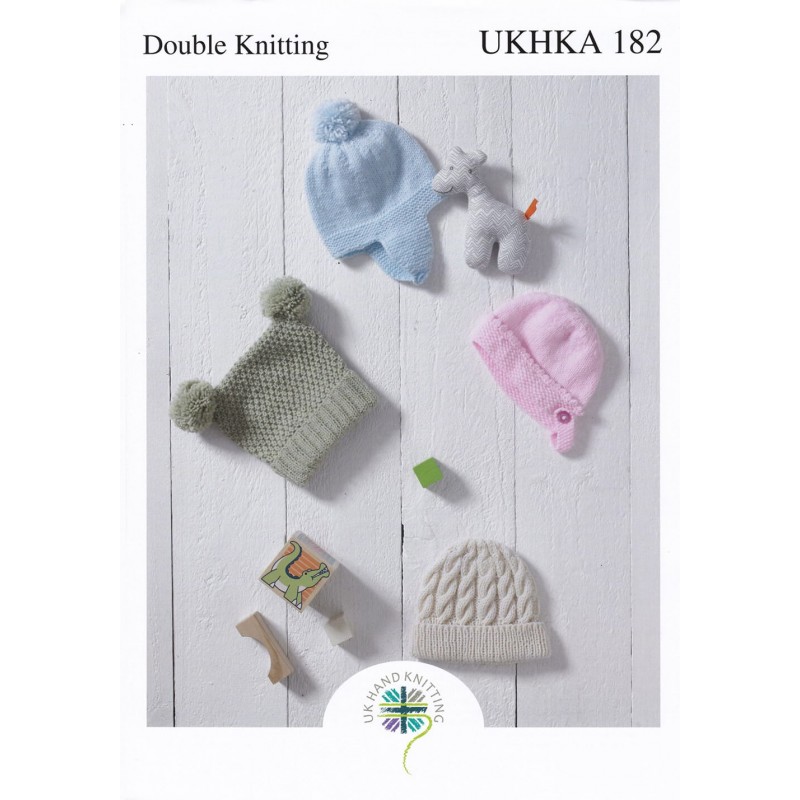 Knitting Pattern James C Brett UKHKA182 DK Assorted Baby Hats