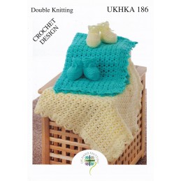 Knitting Pattern James C Brett UKHKA186 DK Blanket & Booties