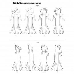 Simplicity Sewing Pattern 8870 Misses Special Occasion One Shoulder Dresses