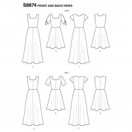 Simplicity Sewing Pattern 8874 Misses Fitted Bodice Casual Knit Dresses