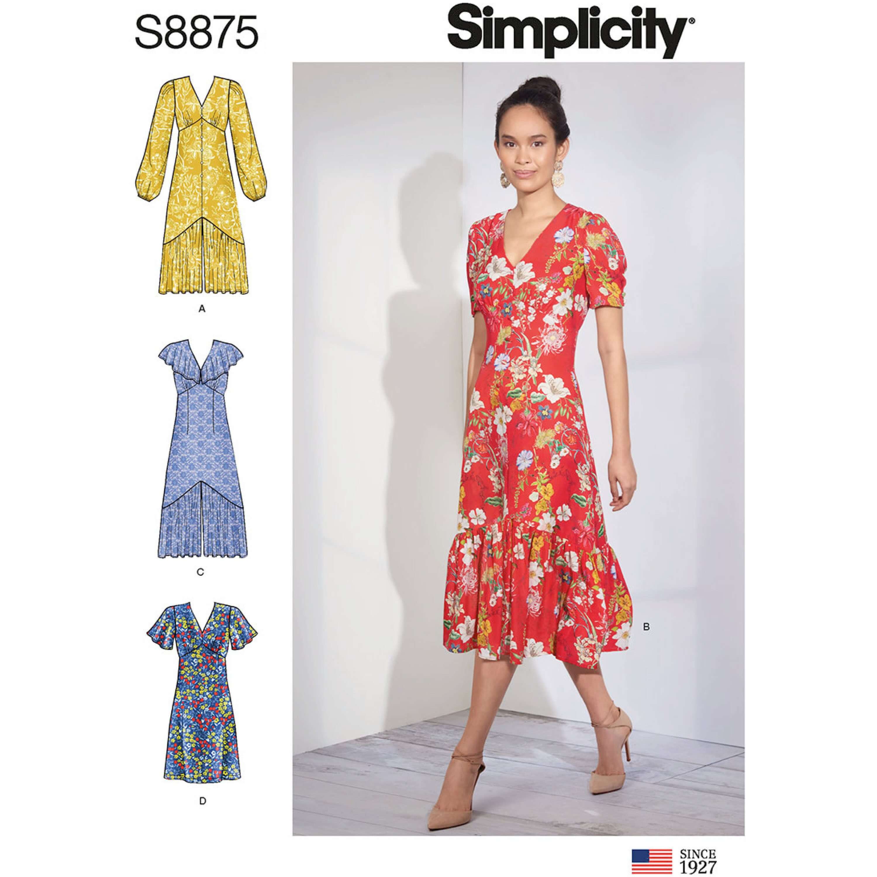 Simplicity Sewing Pattern 8875 Misses Empire Waist Summer Dresses