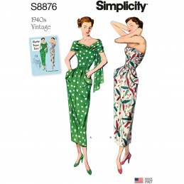 Simplicity Sewing Pattern 8876 Misses 1940s Vintage Fitted Dresses